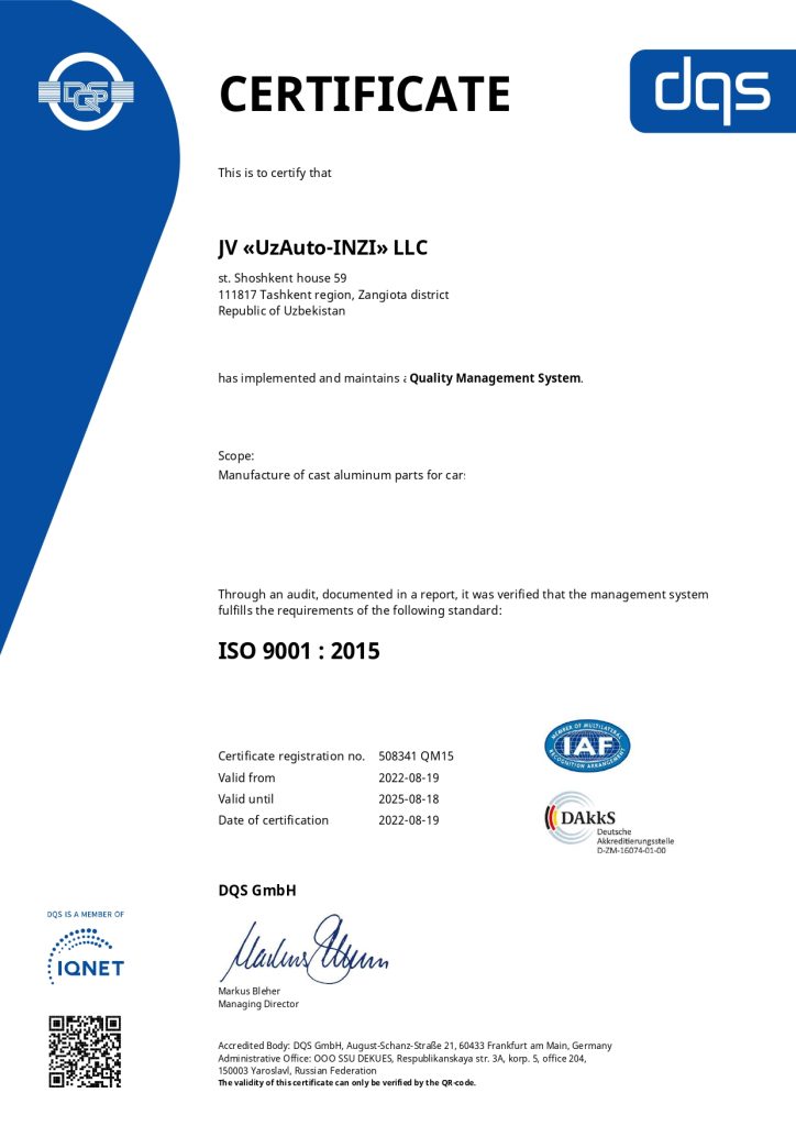 ISO 9001:2015 for Quality Management